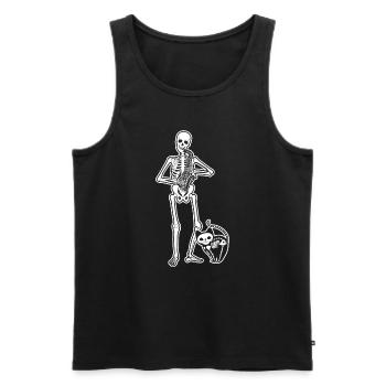 Skeleton Saxophone Cat - Men's Premium Organic Tank Top - black - Front - AI Model Male 178 light (178cm)