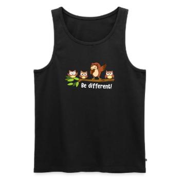 Be Different Dabbing Eule - Männer Premium Bio Tank Top - Schwarz - Vorne - Michal (187cm)