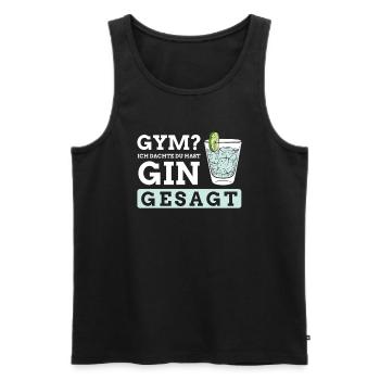 Gym? Ich dachte du hast Gin gesagt - Männer Premium Bio Tank Top - Schwarz - Vorne - Michal (187cm)