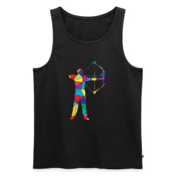 Low Poly Bogenjäger Poly Bogenjagd - Männer Premium Bio Tank Top - Schwarz - Vorne - AI Model Male 178 light (178cm)