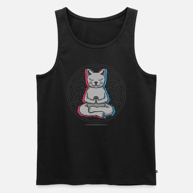 Yoga Katze - Männer Premium Bio Tank Top - Schwarz