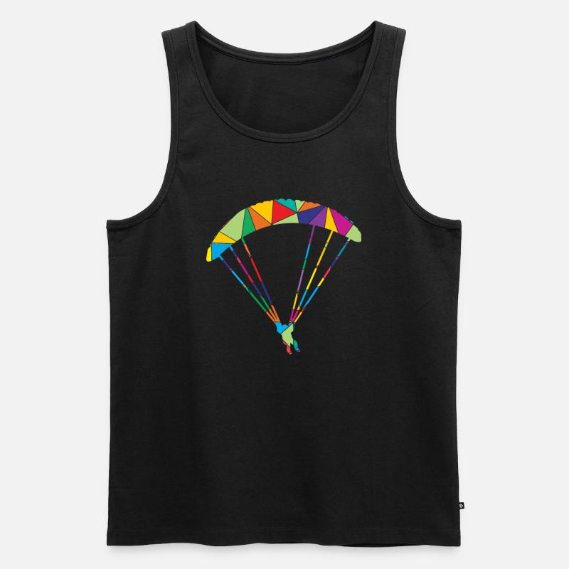 Low Poly Gleitschirmflieger Polygon Paragleiter - Männer Premium Bio Tank Top - Schwarz