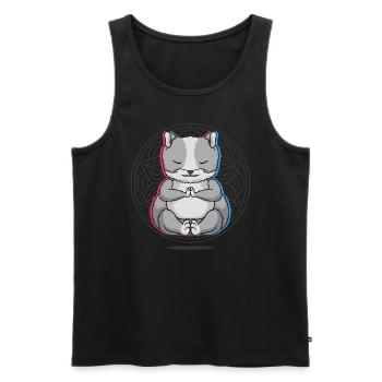 Namaste Hamster Mandala Lotus Méditation Hamster - Débardeur bio Premium Homme - noir - Devant - Michal (187cm)