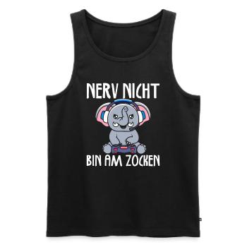 Nerv nicht bin am zocken Gamer Elefant - Männer Premium Bio Tank Top - Schwarz - Vorne - Michal (187cm)