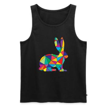Low Poly Rabbit Géométrie Polygone Lapin - Débardeur bio Premium Homme - noir - Devant - AI Model Male 178 light (178cm)