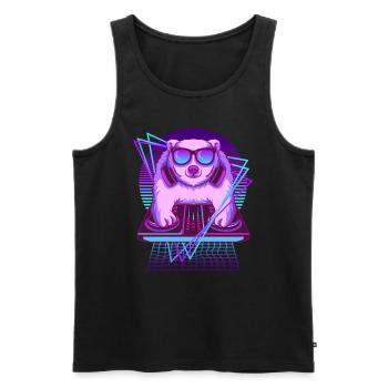 Vaporwave Eisbär DJ Pult Eisbär - Männer Premium Bio Tank Top - Schwarz - Vorne - AI Model Male 178 light (178cm)
