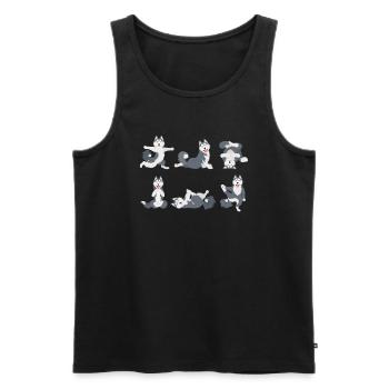 Yoga Husky Meditation Dog fait des exercices de yoga - Débardeur bio Premium Homme - noir - Devant - Michal (187cm)