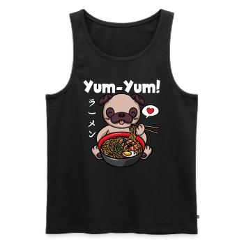Yum Yum Japan Anime Ramen Noodle Pug - Men's Premium Organic Tank Top - black - Front - AI Model Male 178 light (178cm)