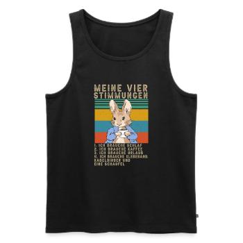 Hase Meine Vier Stimmungen Schlaf Kaffee Spruch - Männer Premium Bio Tank Top - Schwarz - Vorne - Michal (187cm)