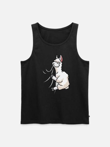 Biting Llama - Men's Premium Organic Tank Top - black