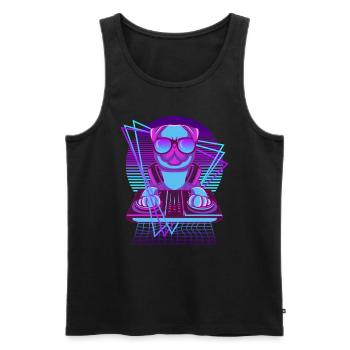 Party Musik Techno Hunde Vaporwave DJ Mops Hund - Männer Premium Bio Tank Top - Schwarz - Vorne - AI Model Male 178 light (178cm)