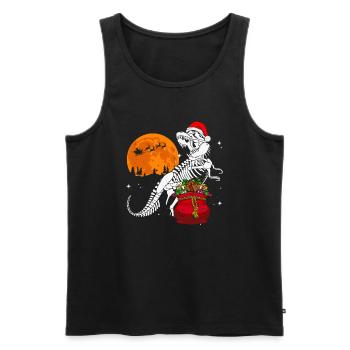 Dinosaure T-Rex Lune Noël - Débardeur bio Premium Homme - noir - Devant - Michal (187cm)