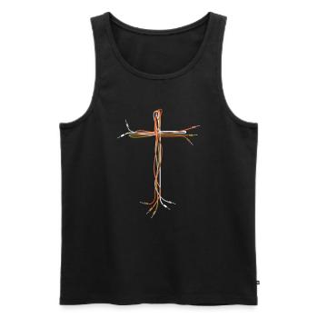 Jesus Cross Cable AUX Audio Cable - Men's Premium Organic Tank Top - black - Front - AI Model Male 178 light (178cm)