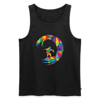 Low Poly Surfer Polygon Surf - Débardeur bio Premium Homme - noir - Devant - Michal (187cm)