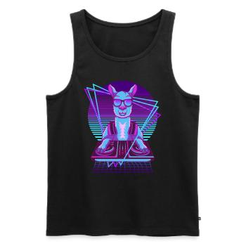 Vaporwave Llama DJ Pult Llama - Männer Premium Bio Tank Top - Schwarz - Vorne - AI Model Male 178 light (178cm)