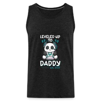 Leveled Up To Daddy 2023 Expectant Father - Men's Premium Organic Tank Top - charcoal grey - Front - Alexander (188cm)