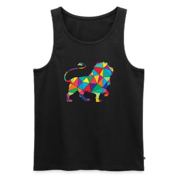 Lion Polygone Low Poly Animal sauvage - Débardeur bio Premium Homme - noir - Devant - AI Model Male 178 light (178cm)