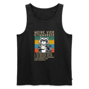 Waschbär Meine Vier Stimmungen Schlaf Kaffee - Männer Premium Bio Tank Top - Schwarz - Vorne - Michal (187cm)