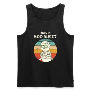 This Is Boo Sheet Mummy Trick Or Treat Halloween - Männer Premium Bio Tank Top - Schwarz - Vorne - Michal (187cm)