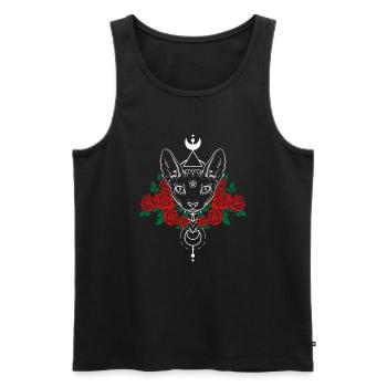 Chat Satanisme Satanisme Occultisme Chat - Débardeur bio Premium Homme - noir - Devant - Michal (187cm)