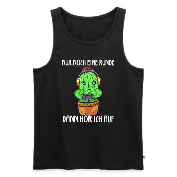Nur Noch Eine Runde Zocken Gamer Kaktus - Männer Premium Bio Tank Top - Schwarz - Vorne - Michal (187cm)