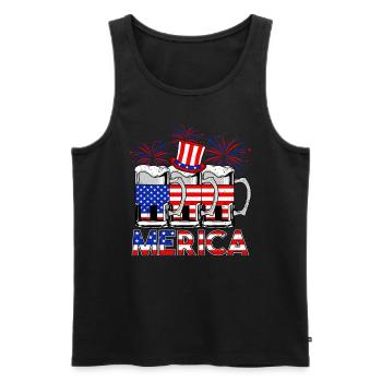 Happy Merica Beer USA Drapeau américain - Débardeur bio Premium Homme - noir - Devant - Michal (187cm)