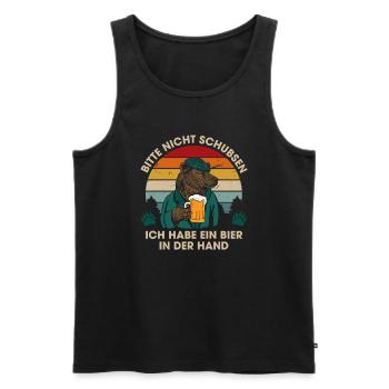 Bitte Nicht Schubsen Ich Habe Bier In Der Hand - Männer Premium Bio Tank Top - Schwarz - Vorne - Michal (187cm)