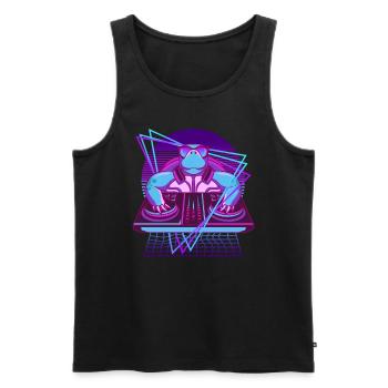 Vaporwave Schildkröte DJ Pult Schildkröte - Männer Premium Bio Tank Top - Schwarz - Vorne - AI Model Male 178 light (178cm)