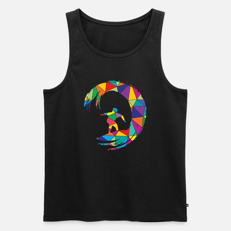 Low Poly Surfer Polygon Surfen - Männer Premium Bio Tank Top - Schwarz
