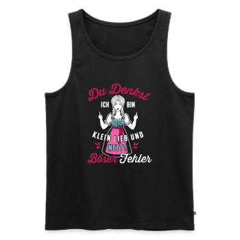 Du denkst ich bin klein lieb und nett Dirndl - Männer Premium Bio Tank Top - Schwarz - Vorne - AI Model Male 178 light (178cm)