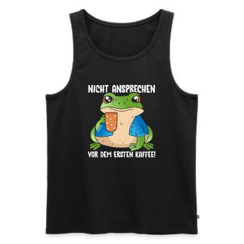 Pinguin Nicht Ansprechen Vor Dem Ersten Kaffee - Männer Premium Bio Tank Top - Schwarz - Vorne - AI Model Male 178 light (178cm)