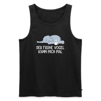 Der Frühe Vogel kann mich mal Elefant Kaffee - Männer Premium Bio Tank Top - Schwarz - Vorne - Michal (187cm)