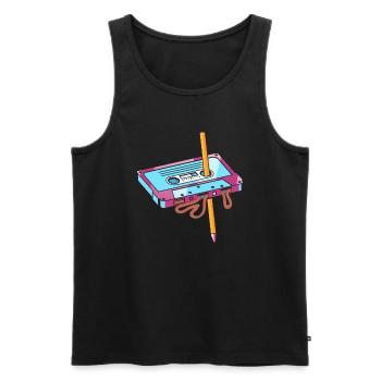 Cassette with pencil - Men's Premium Organic Tank Top - black - Front - Michal (187cm)