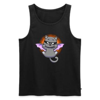 Chat noir avec aile de chauve-souris Chaton Halloween - Débardeur bio Premium Homme - noir - Devant - Michal (187cm)
