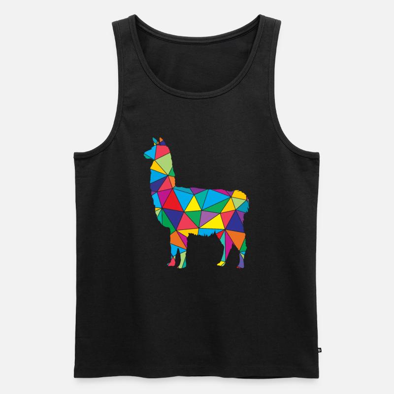 Lama Polygon Low Poly Tier - Männer Premium Bio Tank Top - Schwarz