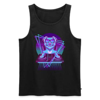 Vaporwave Hund DJ Pult Hund - Männer Premium Bio Tank Top - Schwarz - Vorne - AI Model Male 178 light (178cm)