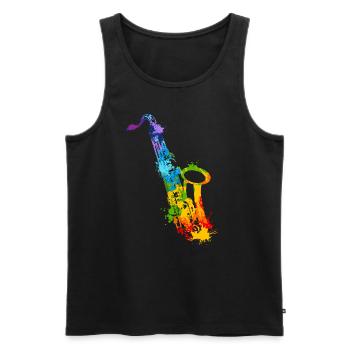 Splash Saxophone Musical Musician Saxophonist - Männer Premium Bio Tank Top - Schwarz - Vorne - AI Model Male 178 light (178cm)