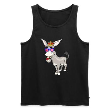 Esel Queen Elizabeth II Britische Krone - Männer Premium Bio Tank Top - Schwarz - Vorne - AI Model Male 178 light (178cm)