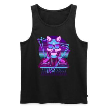 Musik Techno Fuchs Vaporwave DJ Rotfuchs - Männer Premium Bio Tank Top - Schwarz - Vorne - AI Model Male 178 light (178cm)