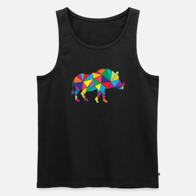 Warzenschwein Polygon Wildschwein - Männer Premium Bio Tank Top - Schwarz