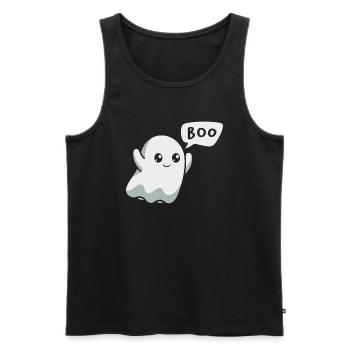 Boo Ghost Trick Or Treat Scary Creepy Halloween - Männer Premium Bio Tank Top - Schwarz - Vorne - Michal (187cm)