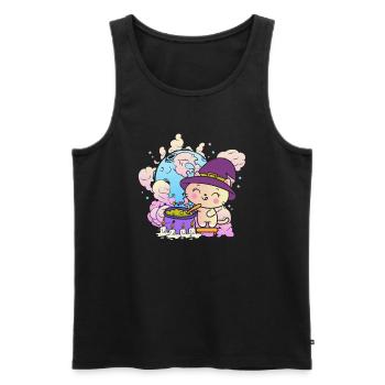 Kawaii Crazy Cat Witch - Men's Premium Organic Tank Top - black - Front - AI Model Male 178 light (178cm)