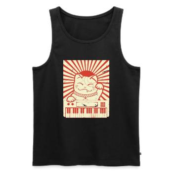Chat modulaire Synthétiseur analogique japonais Cat - Débardeur bio Premium Homme - noir - Devant - Michal (187cm)