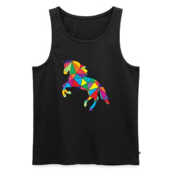 Low Poly Horse Géométrie Polygone Cheval - Débardeur bio Premium Homme - noir - Devant - Michal (187cm)