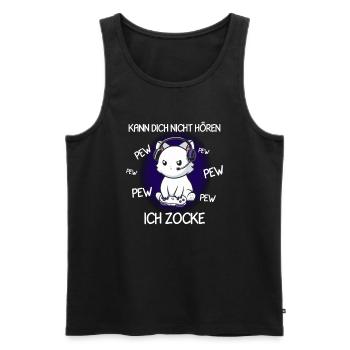 Kann Dich Nicht Hören Ich Zocke Gamer Katze - Männer Premium Bio Tank Top - Schwarz - Vorne - Michal (187cm)
