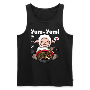 Yum Yum Japan Anime Ramen Noodle Sheep - Men's Premium Organic Tank Top - black - Front - AI Model Male 178 light (178cm)