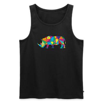 Low Poly Rhinozeros Geometrie Rhinozeros - Männer Premium Bio Tank Top - Schwarz - Vorne - Michal (187cm)