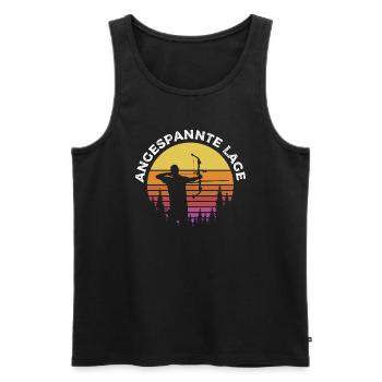 Bogenschießen Bogenschütze Angespannte Lage - Männer Premium Bio Tank Top - Schwarz - Vorne - AI Model Male 178 light (178cm)