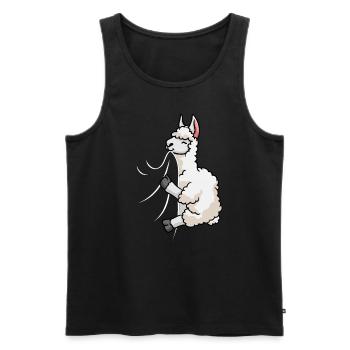 Un lama affamé mord dans sa chemise Drôle de lama - Débardeur bio Premium Homme - noir - Devant - Michal (187cm)
