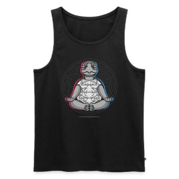 Tortue Namaste Lotus Tortue de méditation - Débardeur bio Premium Homme - noir - Devant - Michal (187cm)